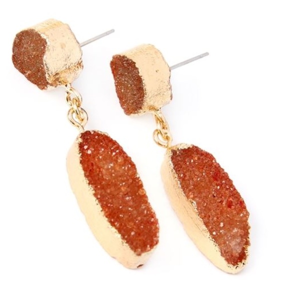 Druzy Drop Earrings - Picture 1 of 3